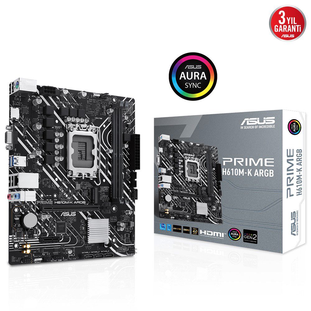 Asus Prime H610M-K ARGB DDR5 1700P DDR5 SES GLAN HDMI/VGA SATA3 USB3.2 mATX