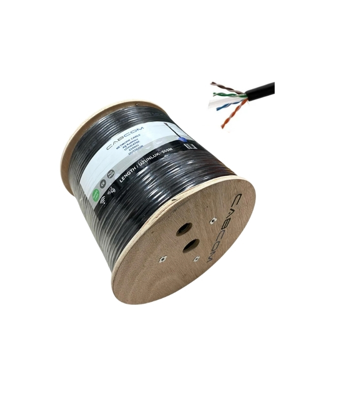 CABCOM CAT6 KABLO 305MT UTP-LSZH 23AWG SİYAH -OUTDOOR (MAKARA)