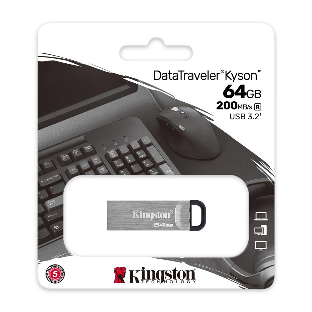 Kingston DTKN/64GB 64GB DataTraveler Kyson 200MB/s Metal USB 3.2 Gen 1 Flash Bellek