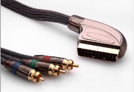 S-link SLX-M997 SCART TO 3RCA 2M Gold+Metal Kablo