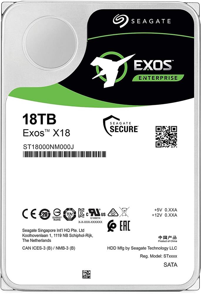 Seagate 18TB Exos ST18000NM000J X18 7200Rpm 256Mb 6Gbit/sn 7/24 Nas Harddisk