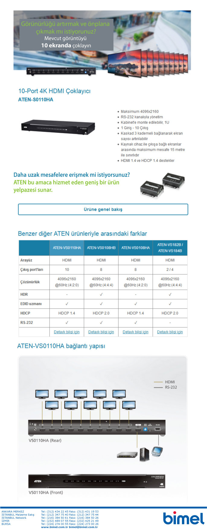 Aten VS182B 2-Port True 4K HDMI Çoklayıcı