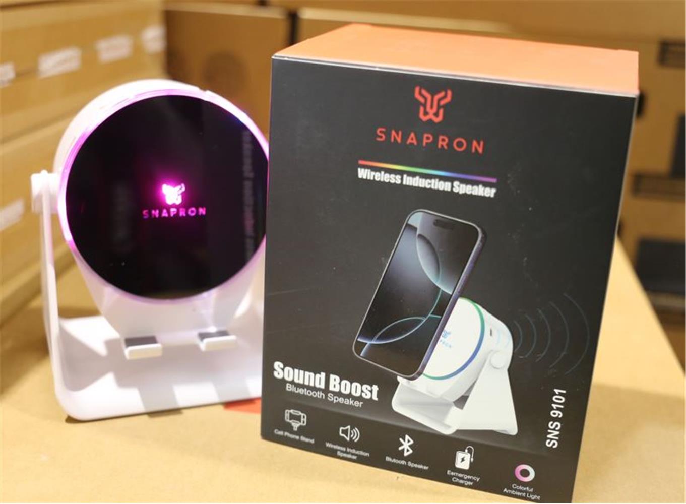 Snapron SNS-9101 Beyaz (İNDUCTİON Özellikli) RGB Bluetooth Speaker (Phone Stand/Ambient Light)