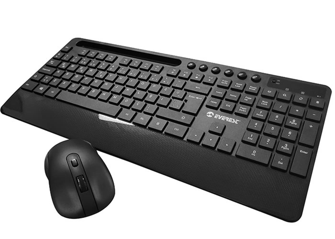 Everest KM-9676 Siyah Kablosuz 800/1200/1600 dpi Q Standart Klavye + Mouse Set