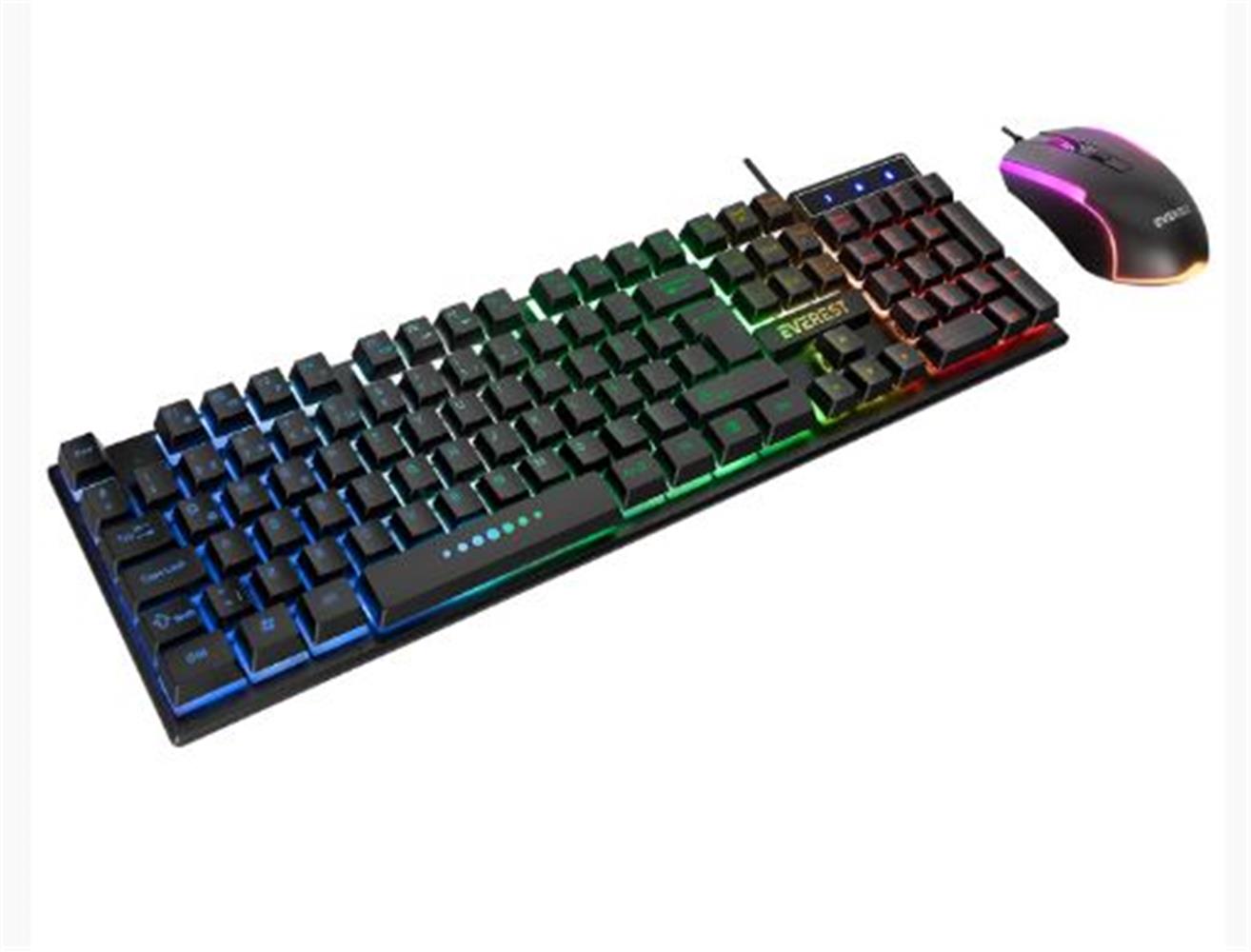 Everest KM-198 Luminax Siyah Gökkuşağı Aydınlatmalı Q Gaming Oyuncu Klavye + Mouse Set