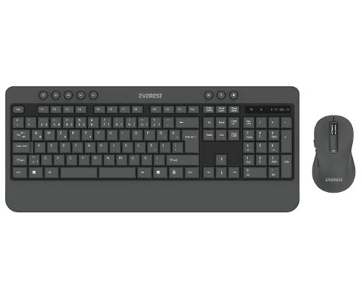 Everest KM-6585 Dual Gri/Siyah Kablosuz Çift Space Tuşlu Q Klavye + Mouse Set