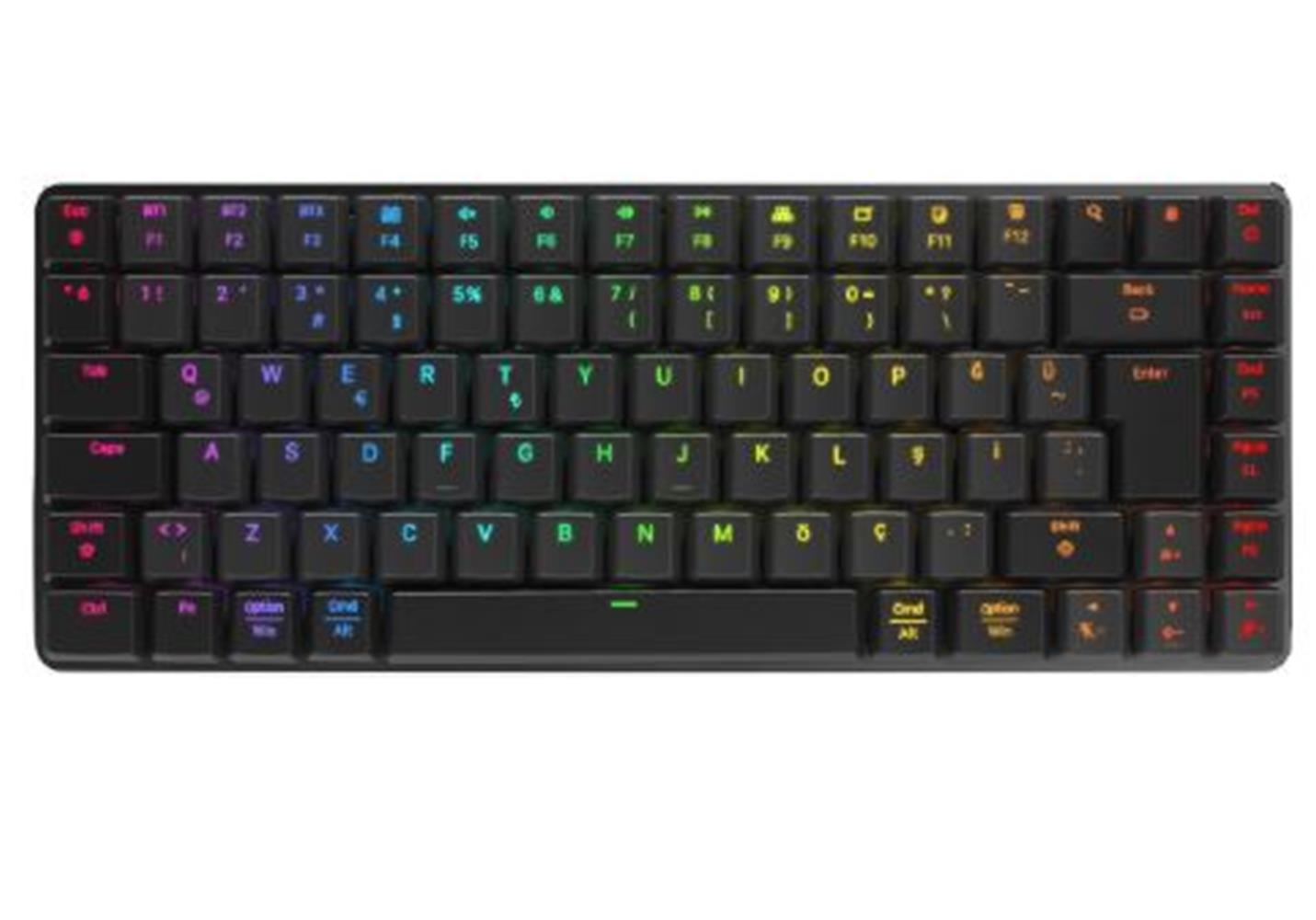Rampage W-GRANITE Siyah/Gri Low Profile BLUE SWITCH Mekanik Gaming Oyuncu Klavye Q RGB 2,4 ghz+ BT