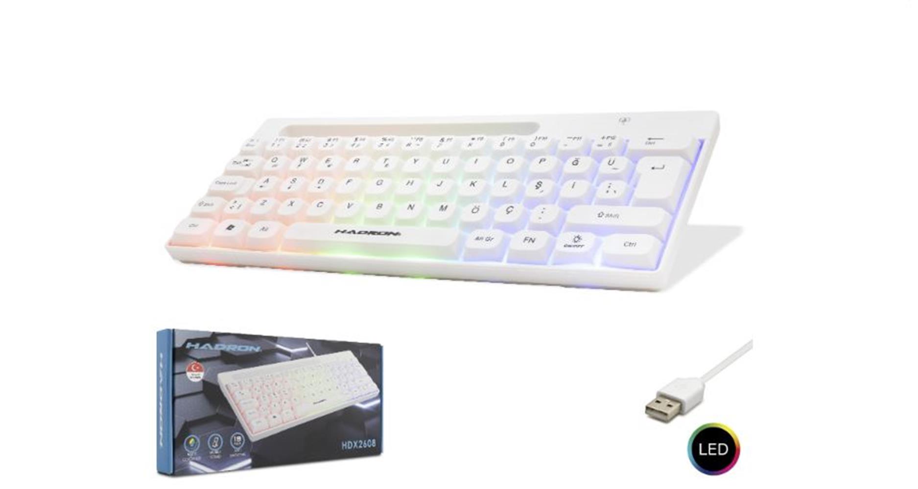 Hadron Hdx2608 Kablolu Oyuncu Mini Klavye Led Q Beyaz