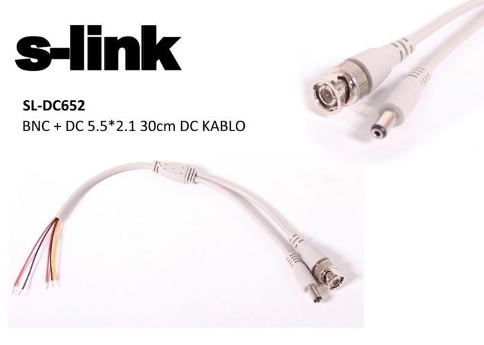 S-link SL-DC562 BNC + DC 5.5*2.1 0,30 CM DC Kablo