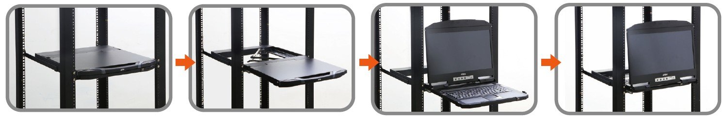 Aten CL3800NWT 1U Ultra Kısa Derinliğe Sahip Çift Raylı Geniş Ekran LCD Konsol