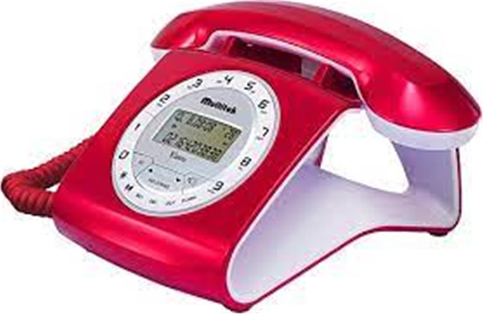 Multitek Retro Özel Tasarımlı Kablolu Siyah/Kırmızı/Gri/Turuncu/Beyaz Masa Üstü Telefon