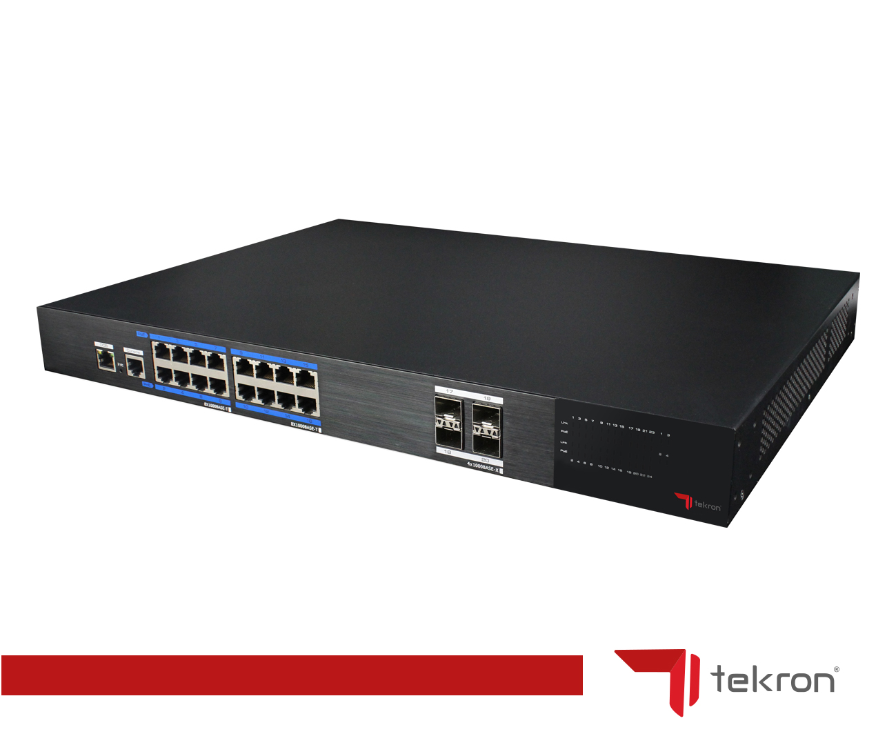 TEKRON 16+2 PORT 10/100+2PORT 10/1000+1XSFP RJ45 UPLİNK POE 200W SWITCH