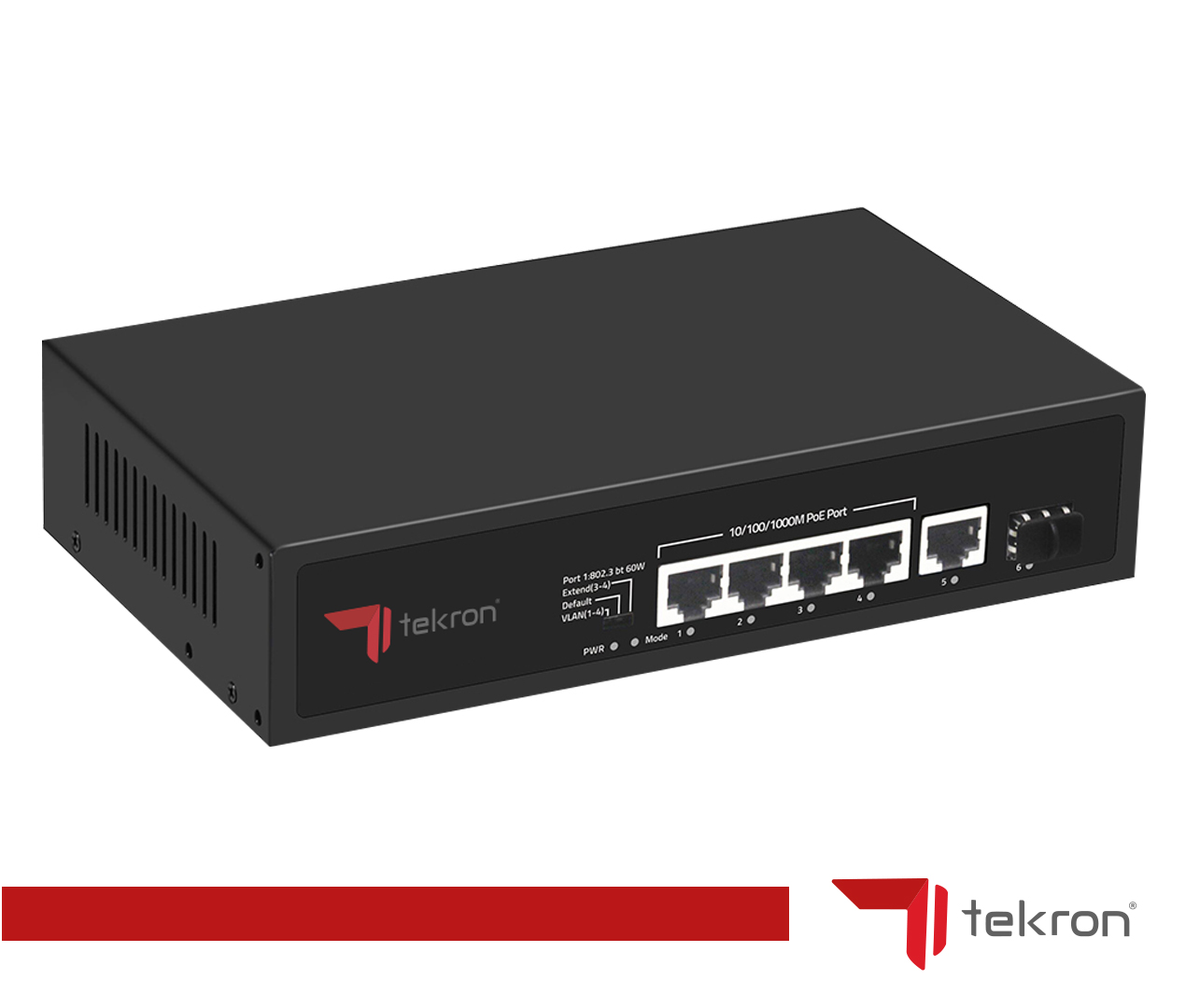 TEKRON 4+2 PORT 10/100+2PORT 10/1000 RJ45 UPLİNK POE 48W SWITCH