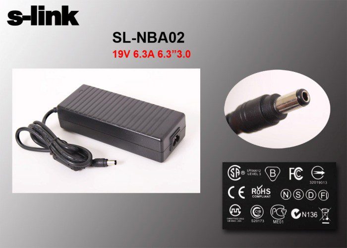 S-link SL-NBA02 120W 19V 6.3A 6.3x3.0 Toshiba Notebook Stdart Adaptör
