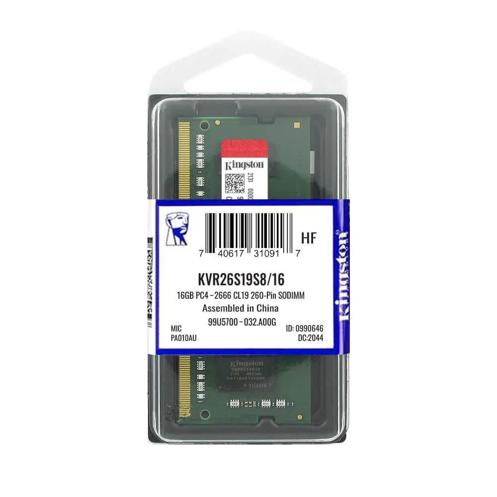 16GB Kingston DDR4 2666MHz (KVR26S19S8/16) Notebook Ram