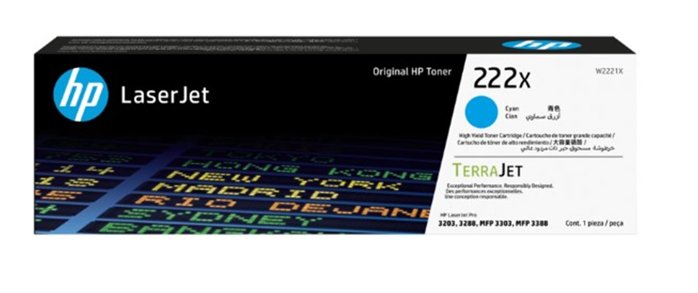 HP 222X Cyan Mavi 2.500 Sayfa Toner W2221X