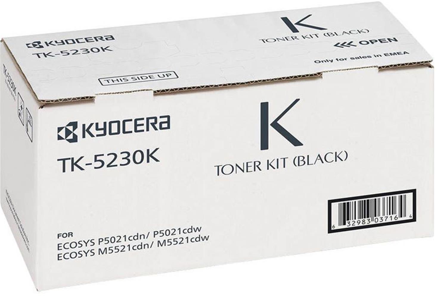 Kyocera TK-5230K Black Siyah Orjinal Fotokopi Toneri Ecosys M5521cdn/5521cdw P5021cdn/5021cdw 2.600
