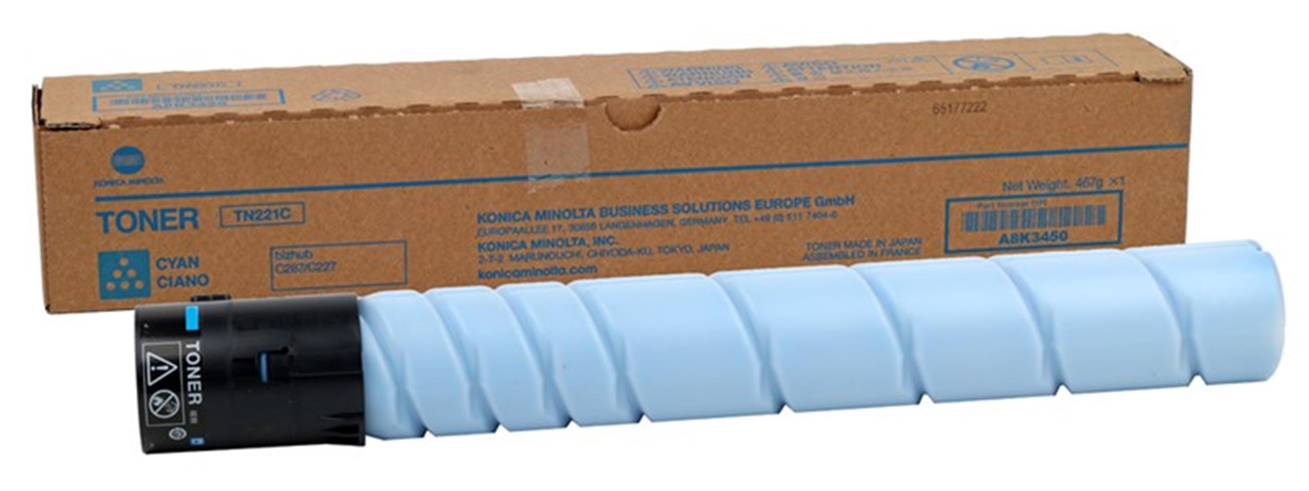 Konica Minolta TN-221C Cyan Mavi Orjinal Fotokopi Toneri Bizhup C227/287/367 21.000 Sayfa