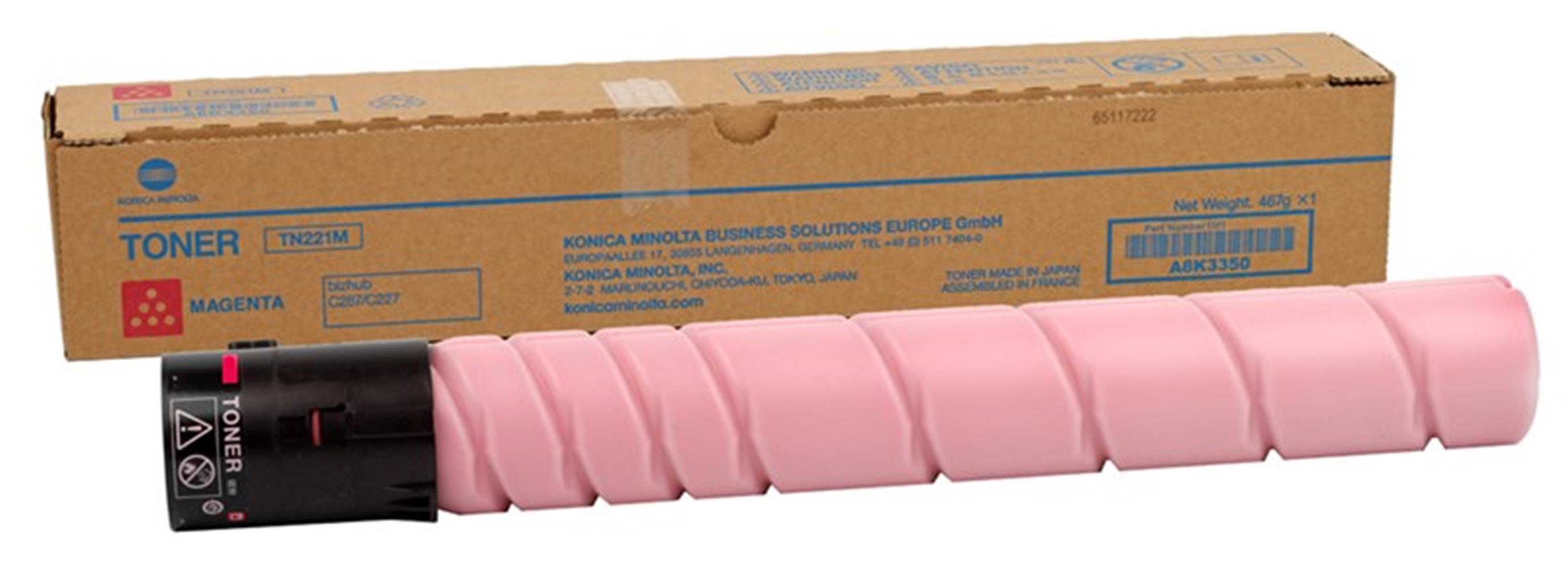 Konica Minolta TN-221M Magenta Kırmızı Orjinal Fotokopi Toneri Bizhup C227/287/367 21.000 Sayfa