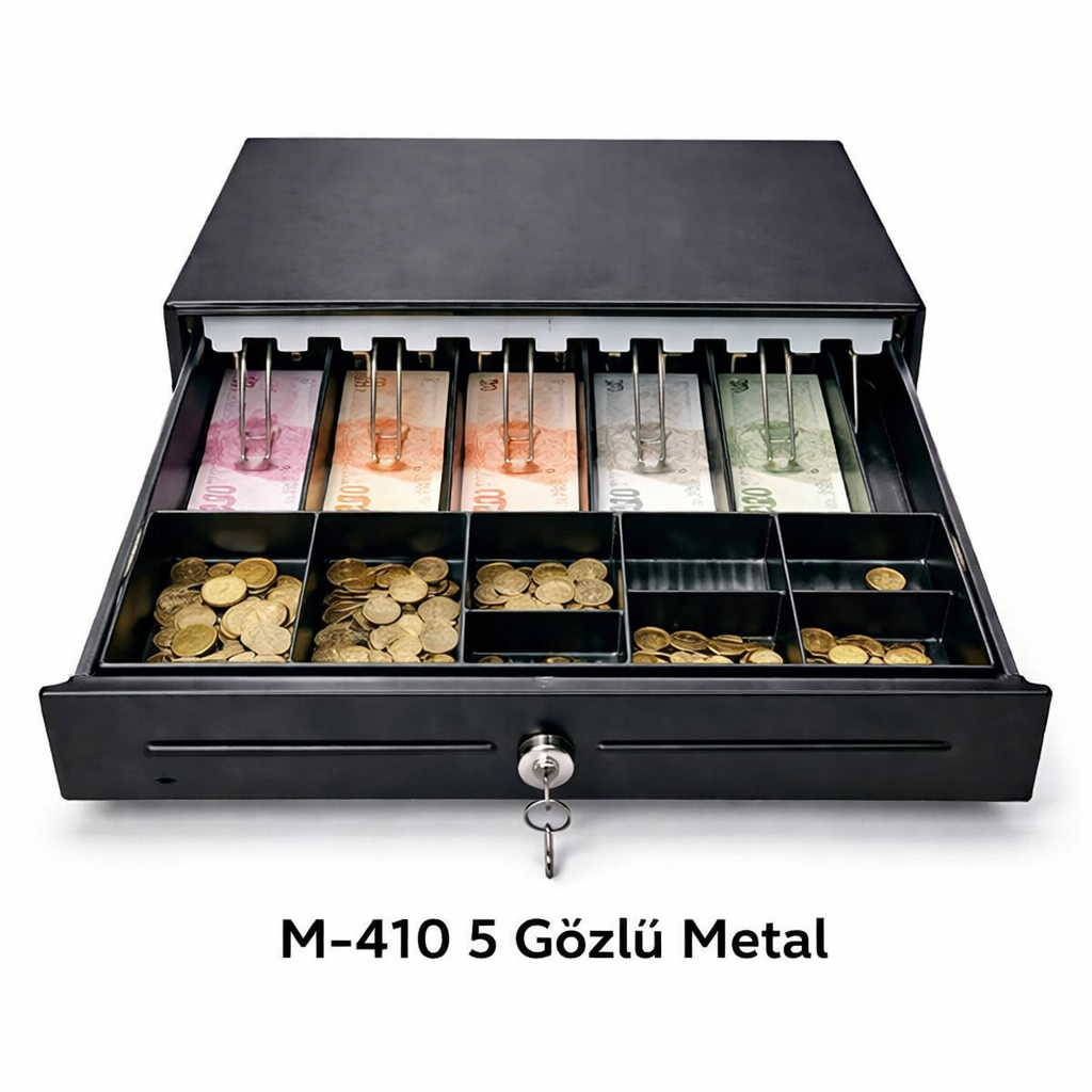 Dbpos M-410 5 Gözlü Metal Para Çekmecesi Metal sürgü