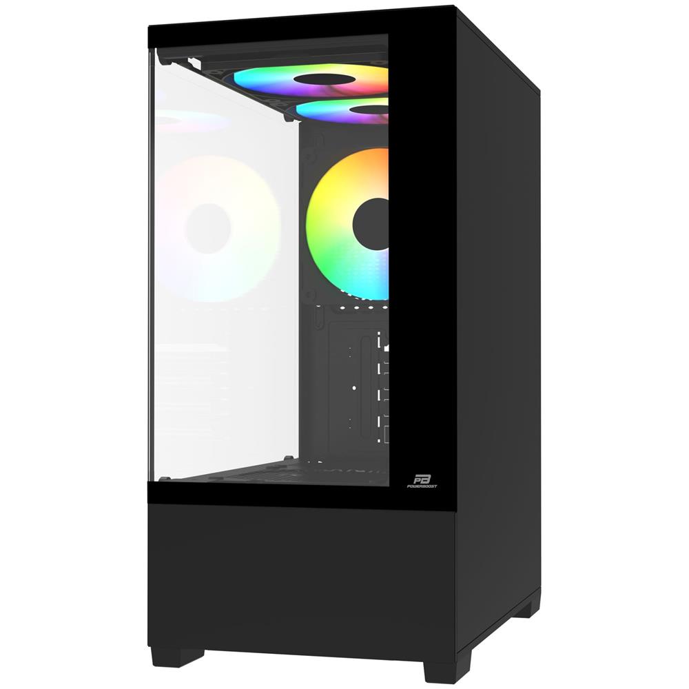 PowerBoost PB-M5001B 500w 3*12cm Rainbow Fanlı USB 3.0 Seaview M-ATX Gaming Siyah Kasa