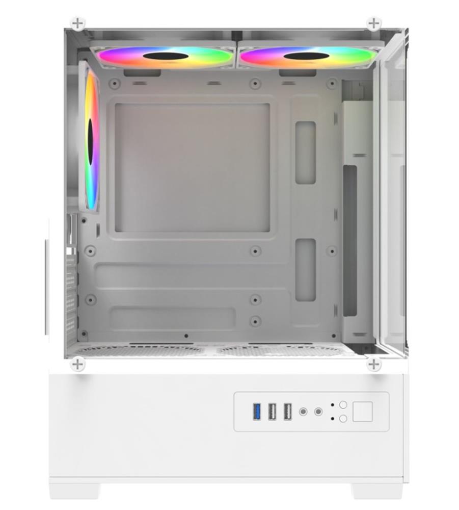 PowerBoost PB-M5001W 500w 3*12cm Rainbow Fanlı USB 3.0 Seaview M-ATX Gaming Beyaz Kasa