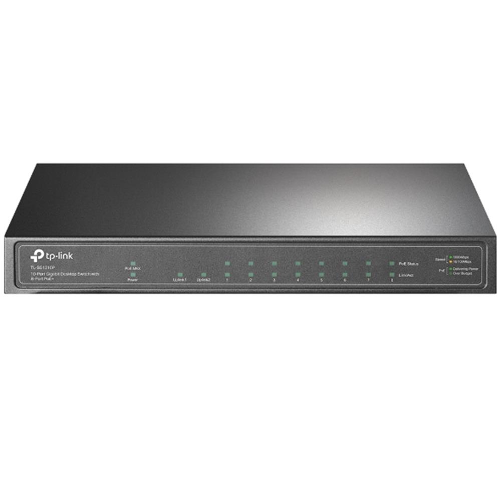 Tp-Link TL-SG1210P 8 Port 10/100/1000 Poe+ Switch 1 Port SFP Çelik Kasa Rack Mount