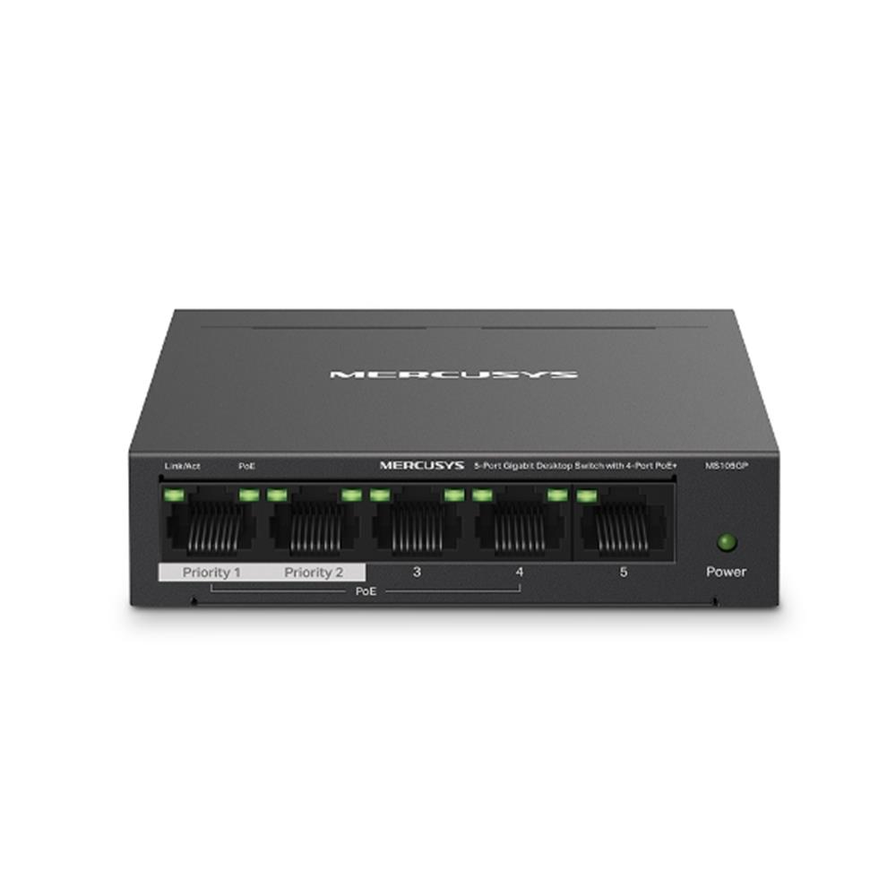 Tp-Link Mercusys MS105GP 5 Port 10/100/1000 Mbps Poe+ Switch Metal Kasa