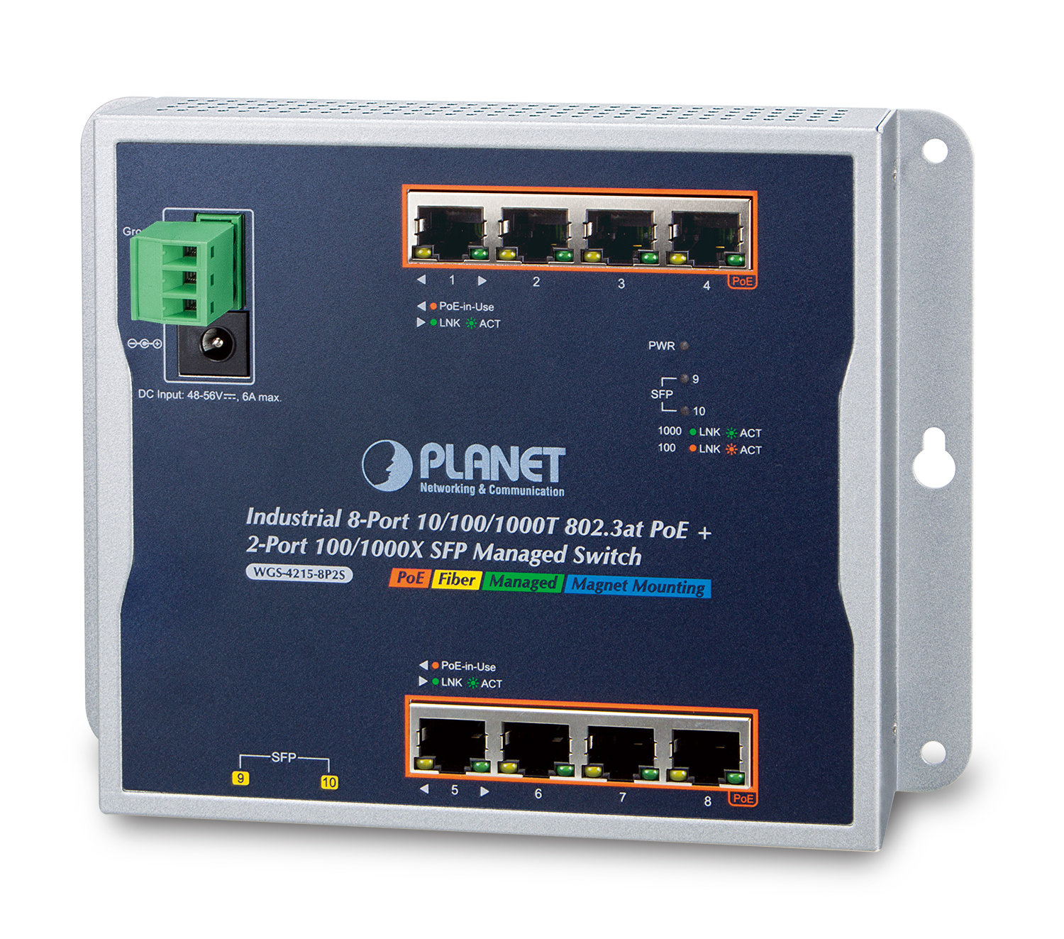 Planet PL-WGS-4215-8P2S Endüstriyel Duvar Tip Yönetilebilir Switch