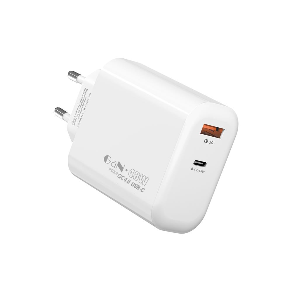 S-link SL-EC69 GAN PD 65W / QC 18W Type USB-C +USB A Hızlı Beyaz EV/NOTEBOOK Şarj Adaptör