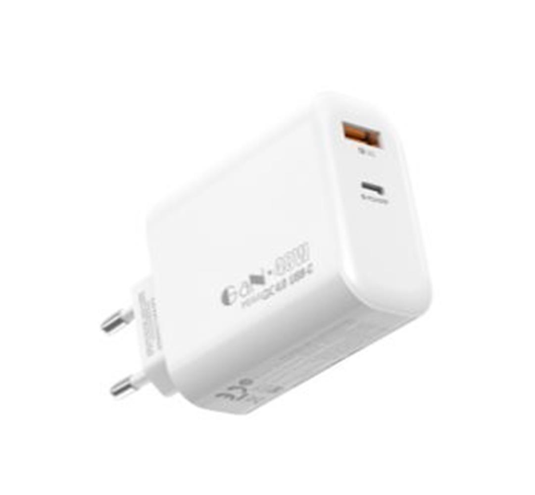 S-link SL-EC68 45W GAN PD 30W / QC 18W Type Type USB-C +USB A Hızlı Beyaz EV/NOTEBOOK Şarj Adaptör
