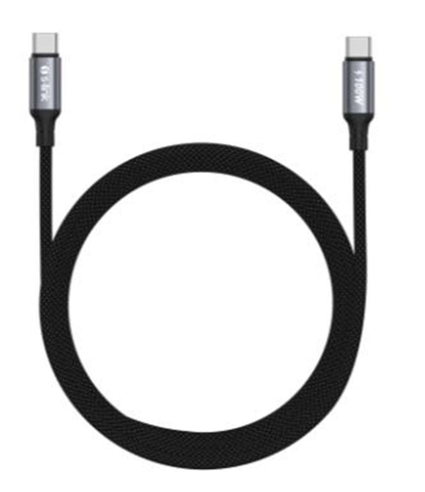 S-link Armor CC-0100 100W 1.2m Type-C to Type-C PD Örgülü Metal Başlıklı Siyah Hızlı Şarj Kablosu