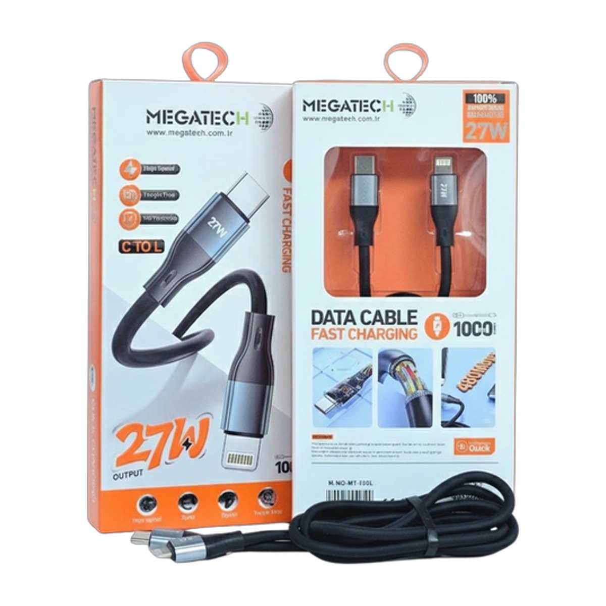 Megatech 27W PD Type-C to Lightning Silikon Şarj Kablosu (1. Sınıf)