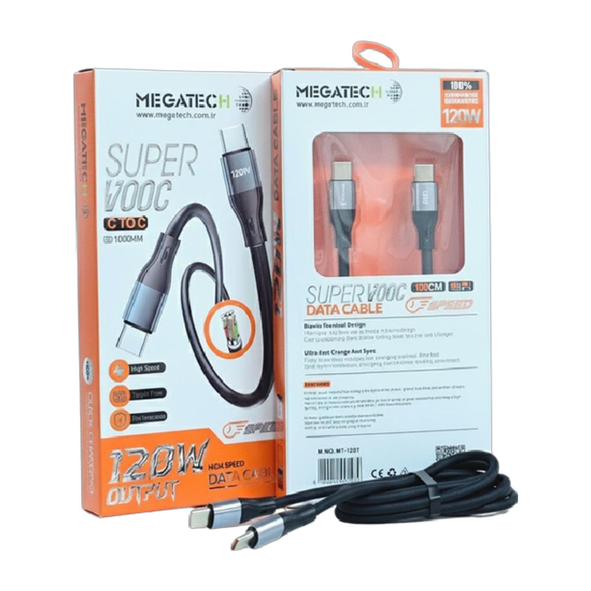 Megatech 120W Type-C to Type-C Silikon Şarj Kablosu (1. Sınıf)