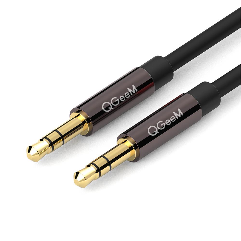 Qgeem QG-AU04BD300 3mt Altın Uçlu Siyah AUX Audio Kablo Erkek/Erkek