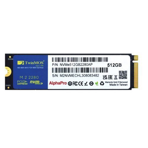 512GB TwinMOS M.2 PCIe Gen3 3600-3250Mb/s TLC (NVMe512GB2280AP) NVMe SSD Disk