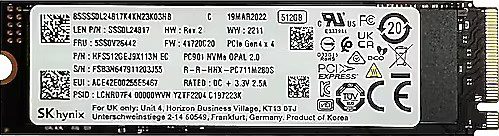 512GB SK Hynix BC901 3400/2900 MB/s Gen4x4 M.2 2280 SSD Disk (Kutusuz)