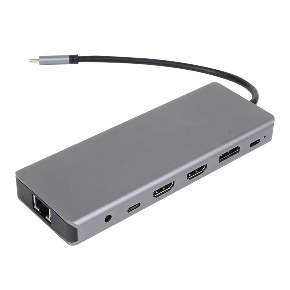 Vcom CU4706 Type-C To HDMI*2+DP+USB3.0*3+TYPE C+USB2.0+RJ45+SD2.0+TF2.0+PD+DC 3.5mm 13 in 1 Çevirici