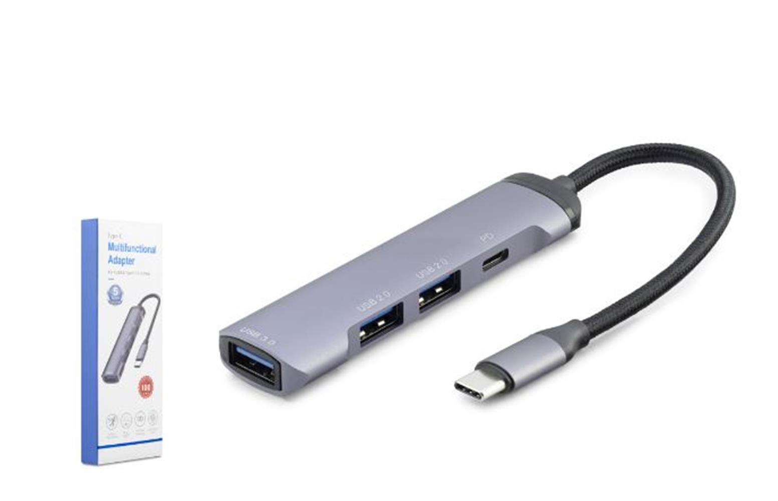 HADRON HDX7040 TYPE-C HUB 3*USB2.0 + USB3.0 GRİ