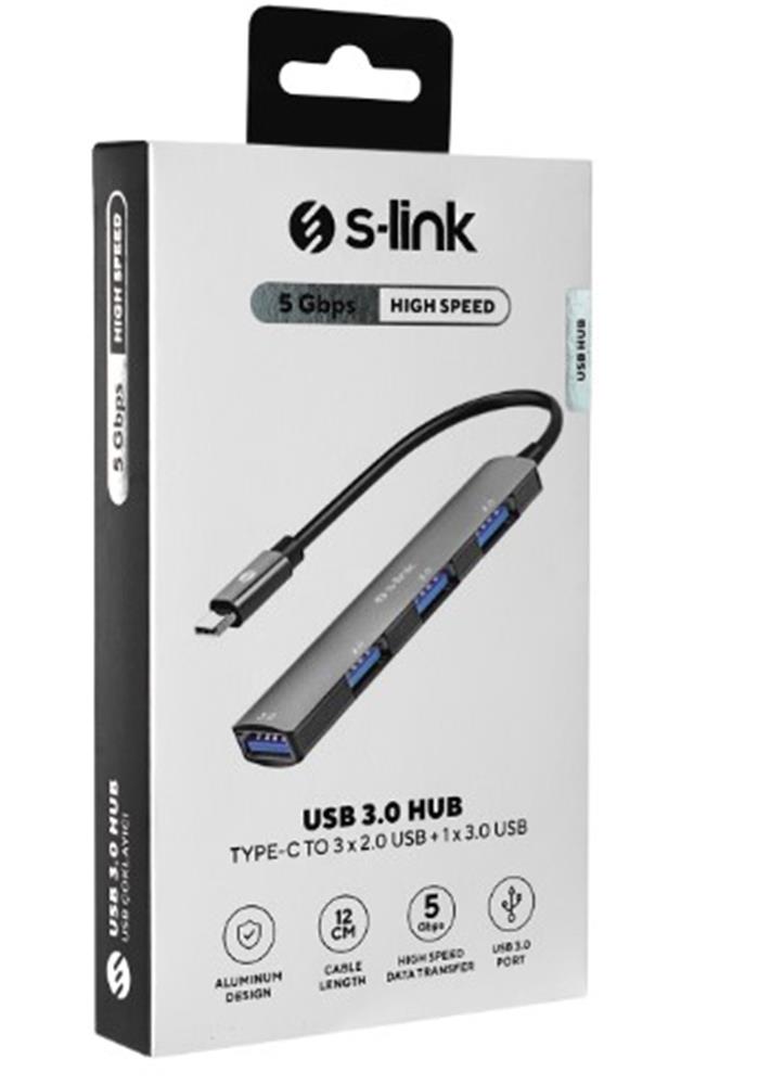 S-link SW-U324 3*USB2.0, 1*USB3.0 Type-C Metal USB Hub