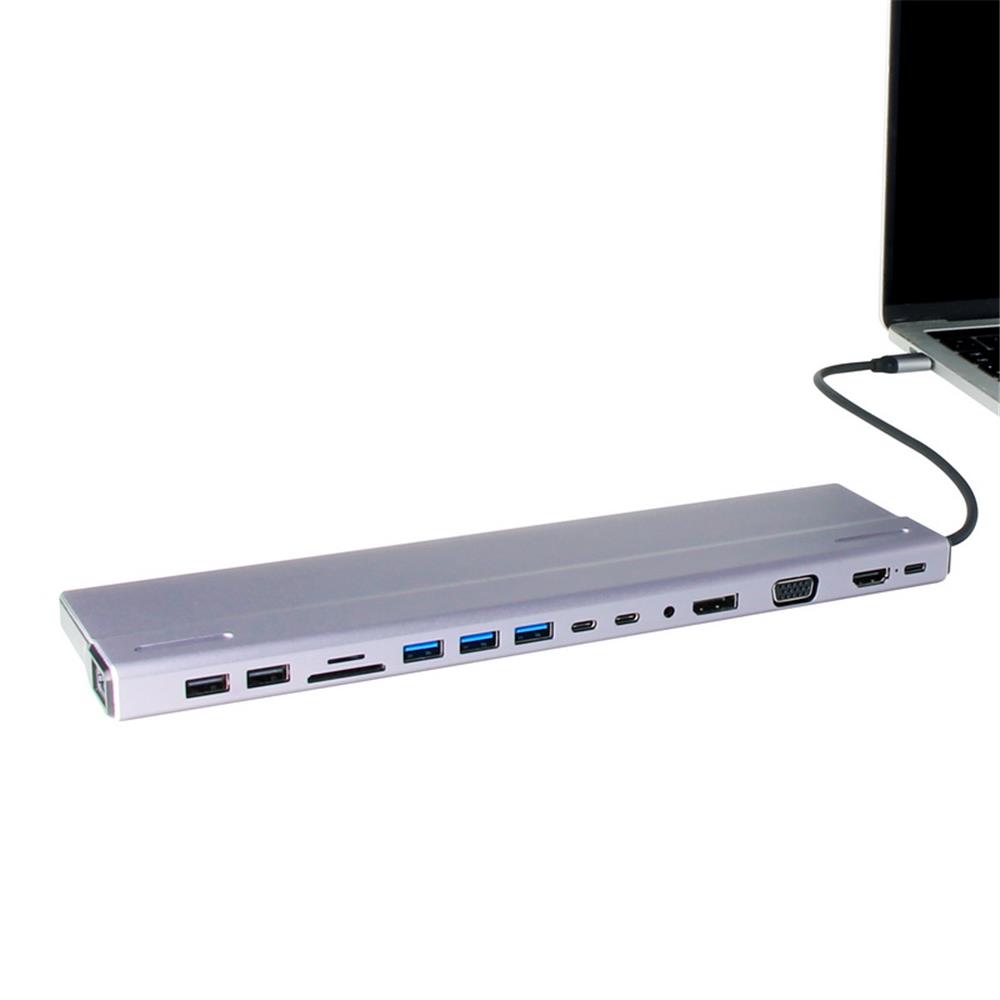 Vcom CU4703 Type-C To USB3.0*3+USB2.0*2+VGA+RJ45+SD+TF+Audio+HDMI+DP+USB-C DATA*2+USB-C Çoklayıcı