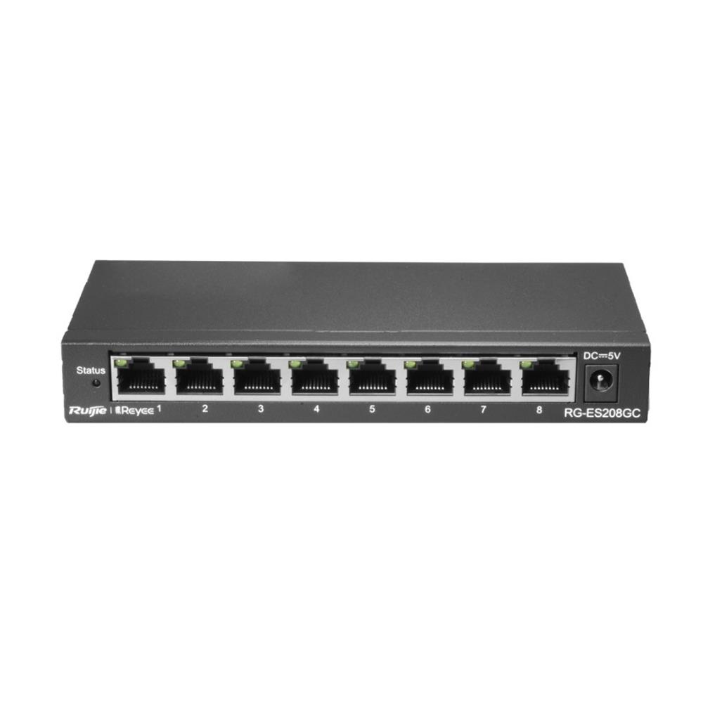Ruijie-Reyee RG-ES208GC 8 Port 10/100/1000 Mbps Yönetilebilir Switch Çelik Kasa