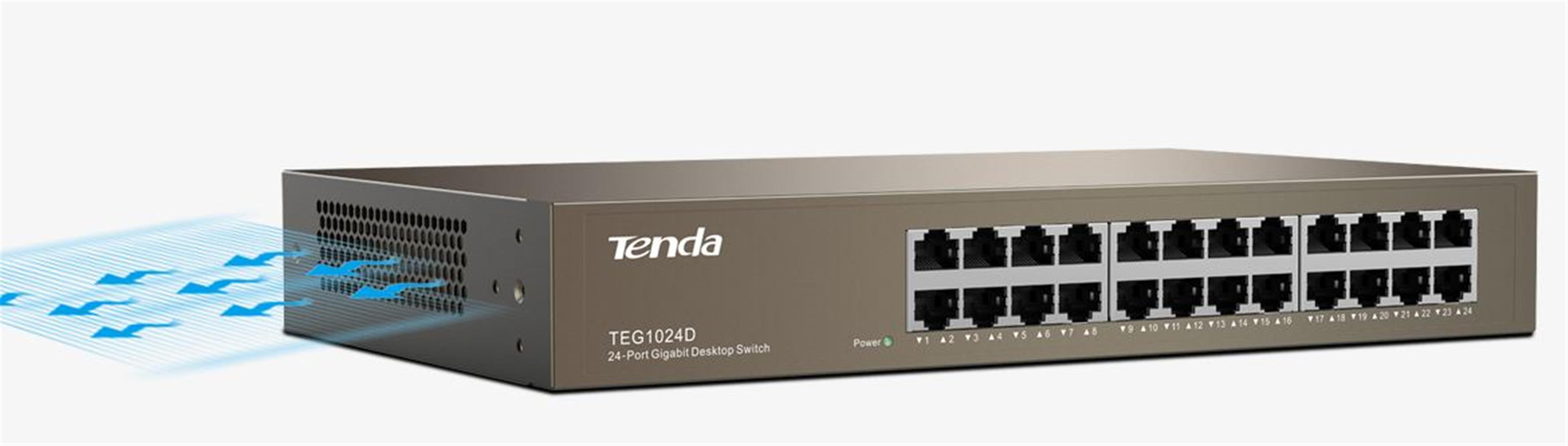 Tenda TEG1024D 24 Port 10/100/1000 Mbps Switch Çelik Kasa Rack Mount
